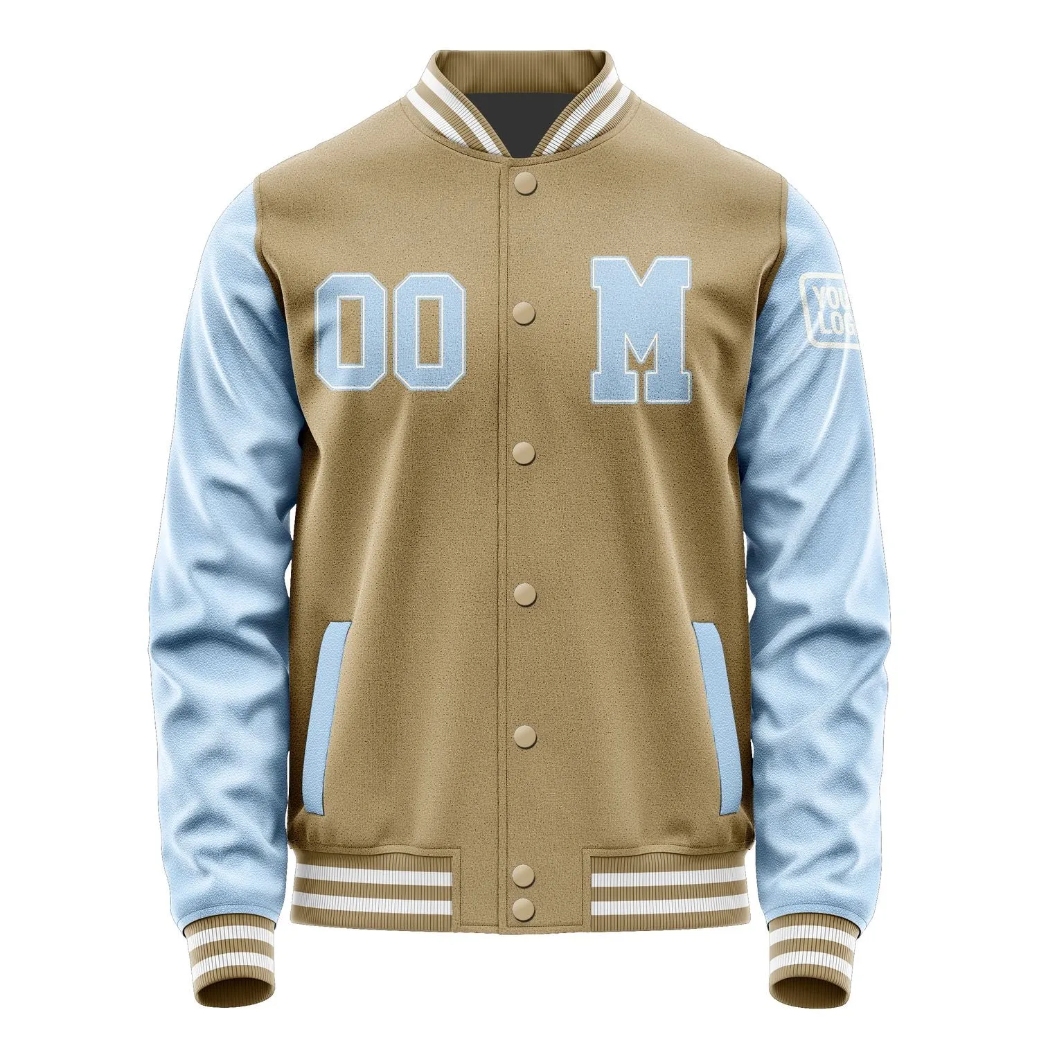 Custom Light Khaki Light Blue Jacket