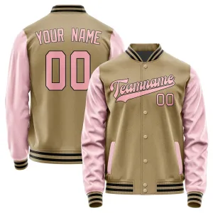 Custom Light Khaki Light Pink Jacket