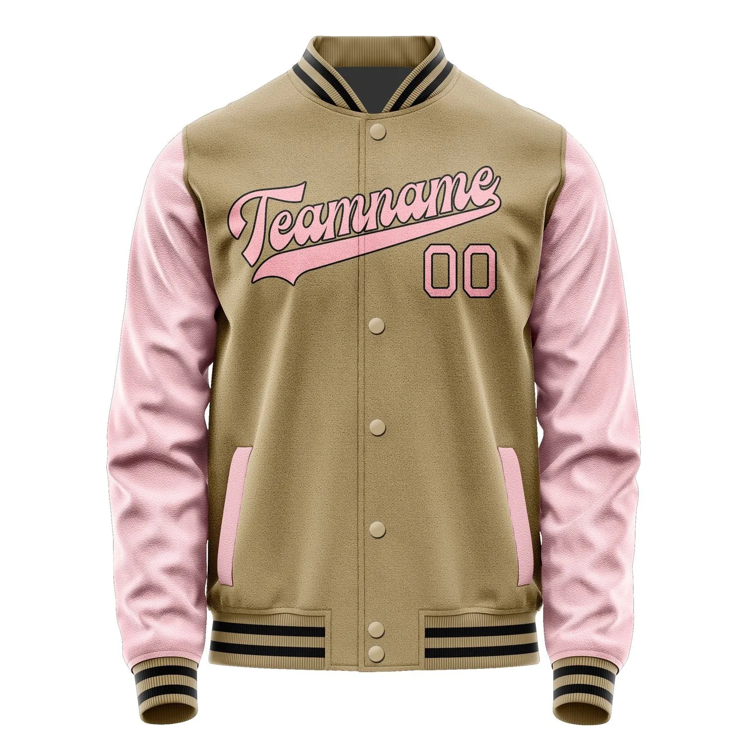 Custom Light Khaki Light Pink Jacket