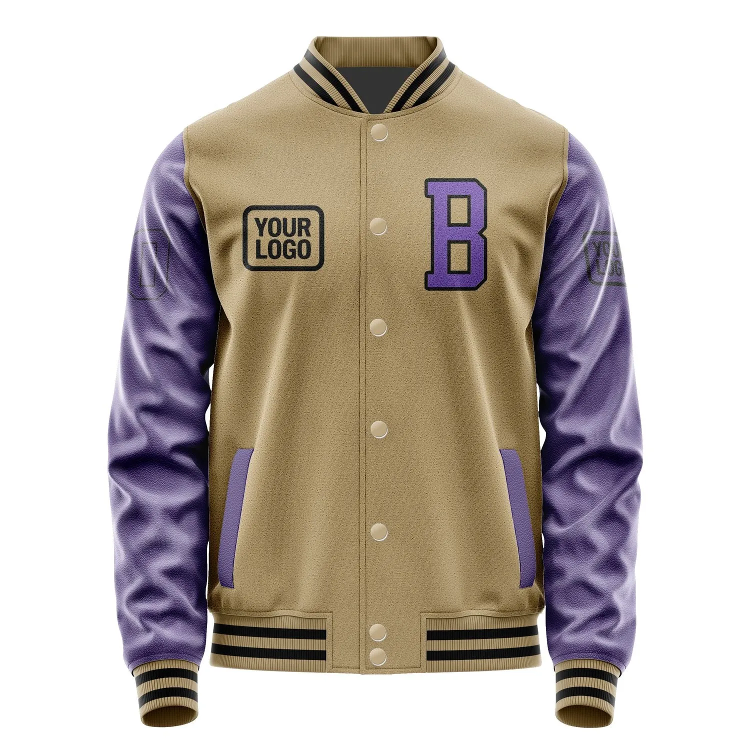 Custom Light Khaki Light Purple Jacket