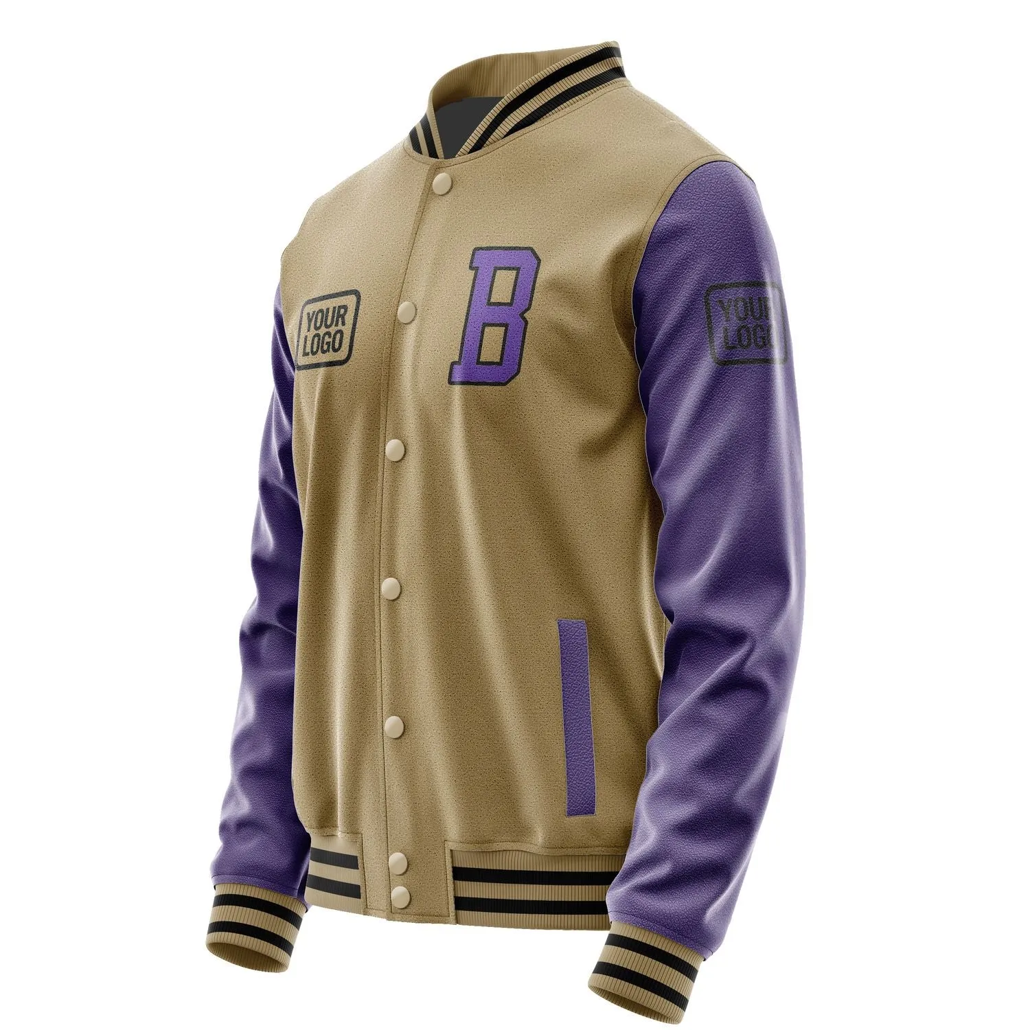 Custom Light Khaki Light Purple Jacket