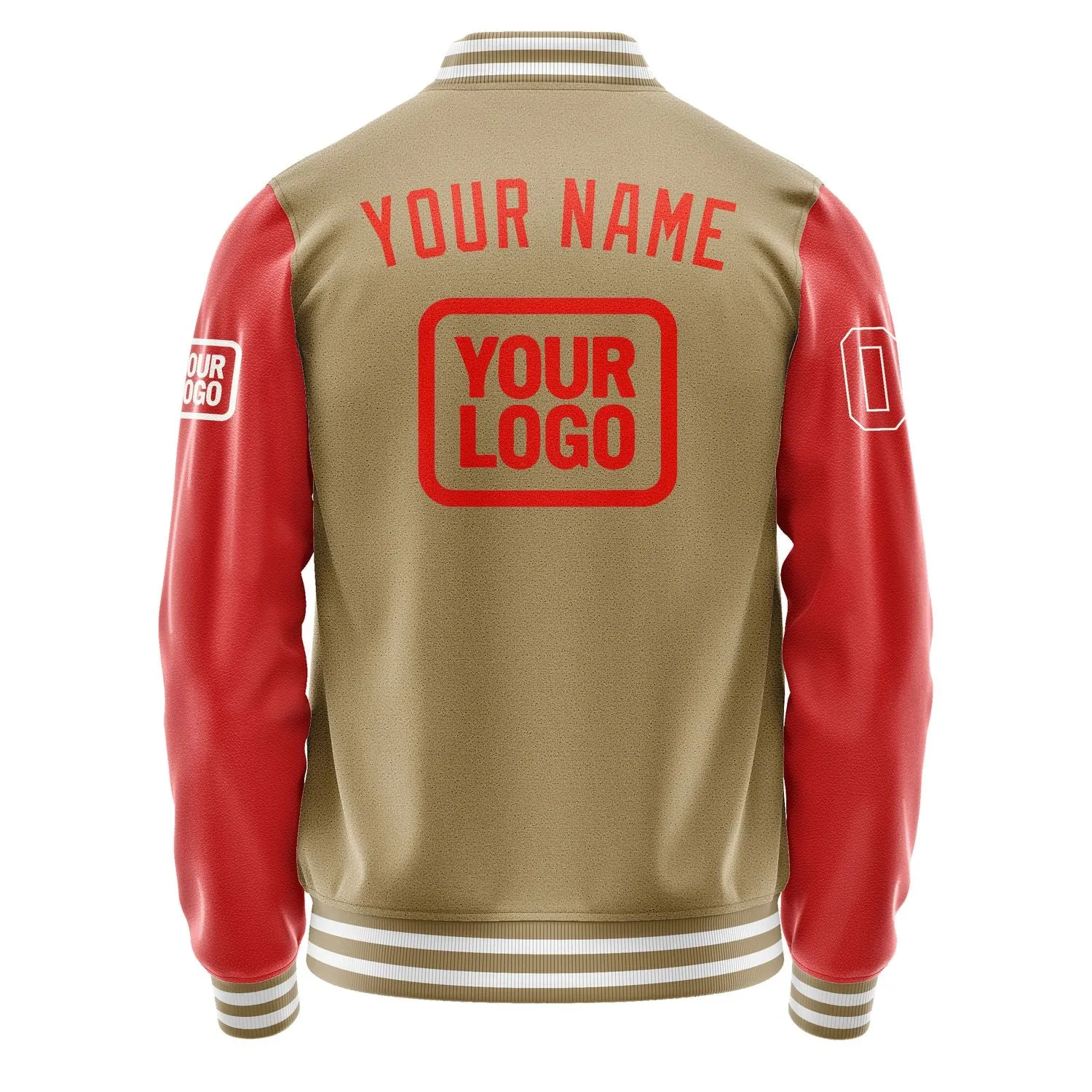 Custom Light Khaki Orange Red Jacket