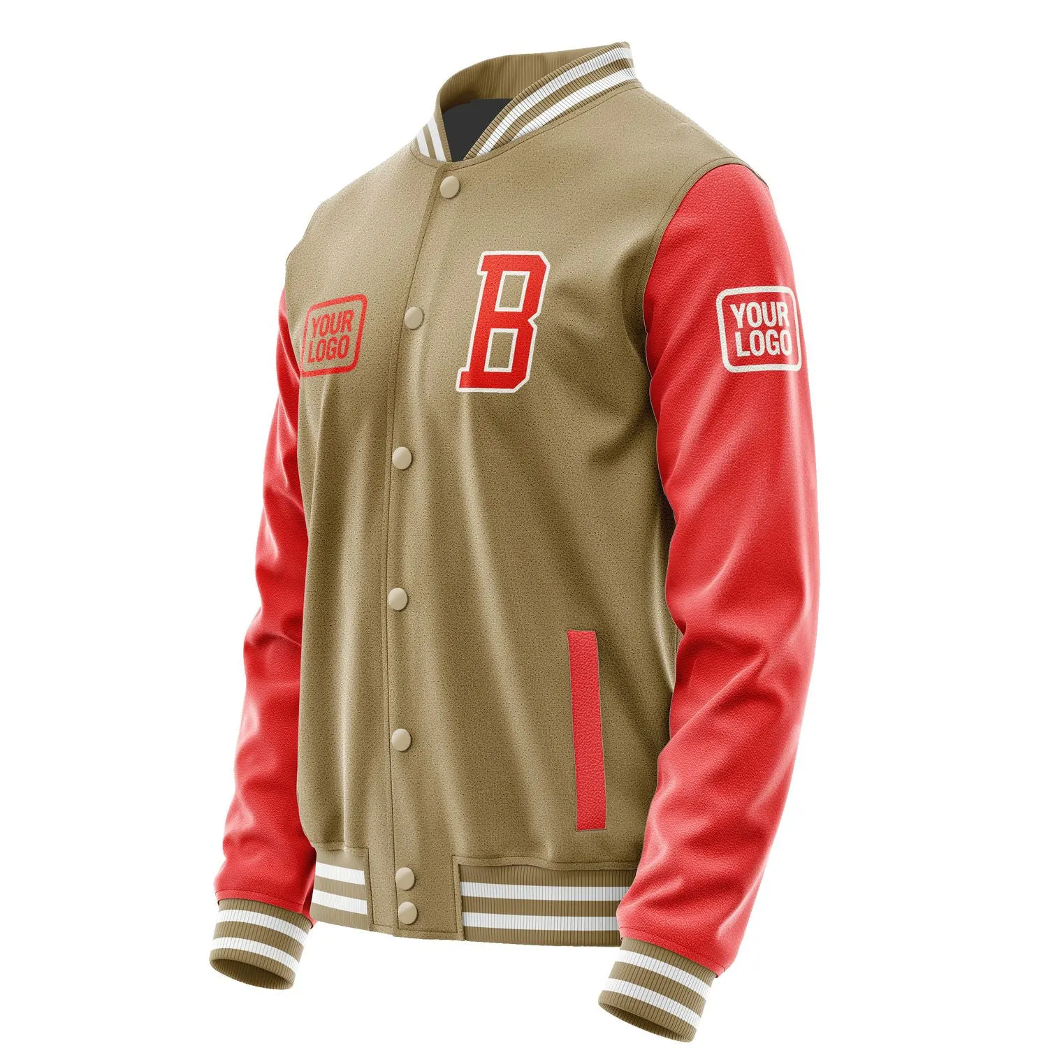Custom Light Khaki Orange Red Jacket
