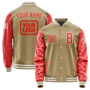 Custom Light Khaki Orange Red Jacket