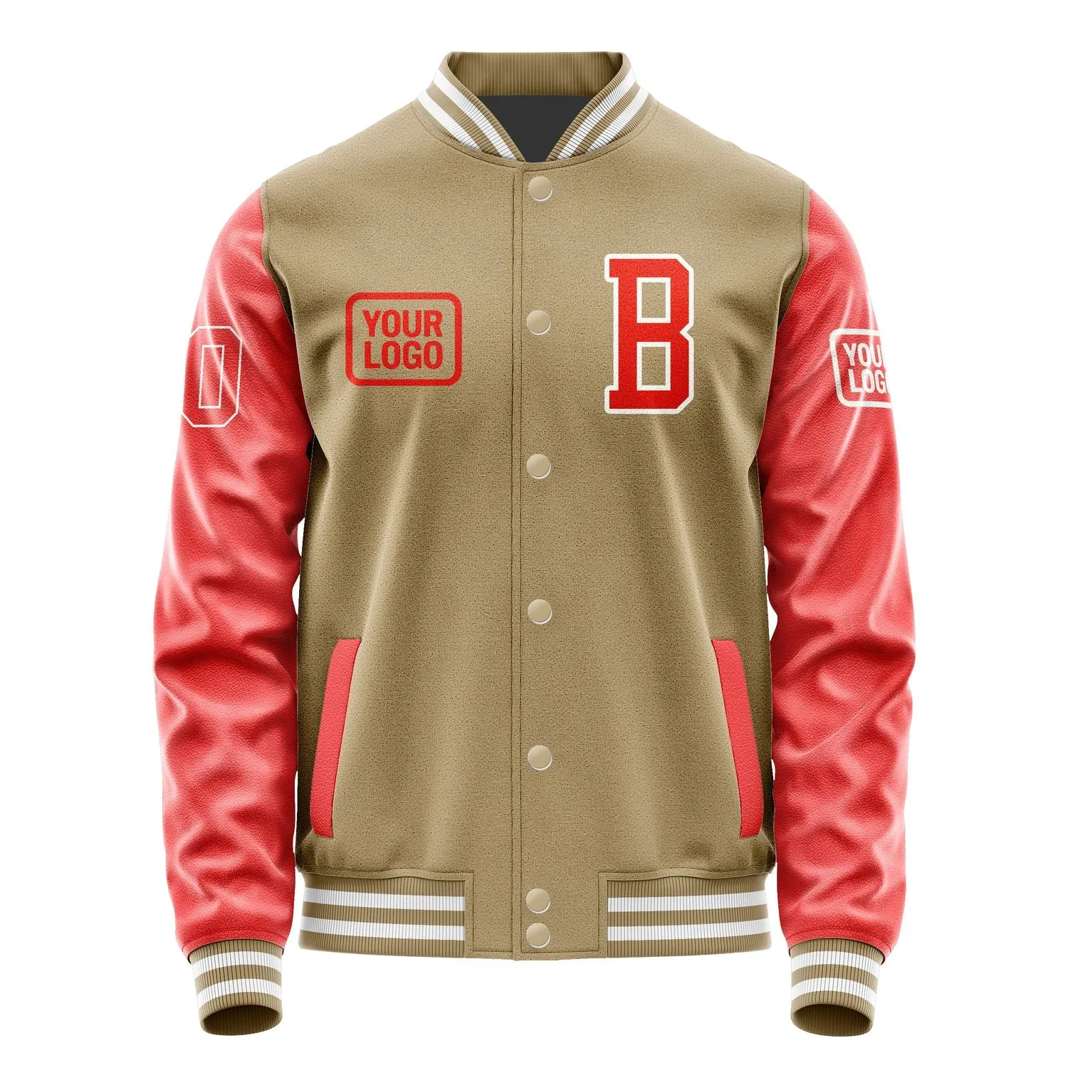 Custom Light Khaki Orange Red Jacket
