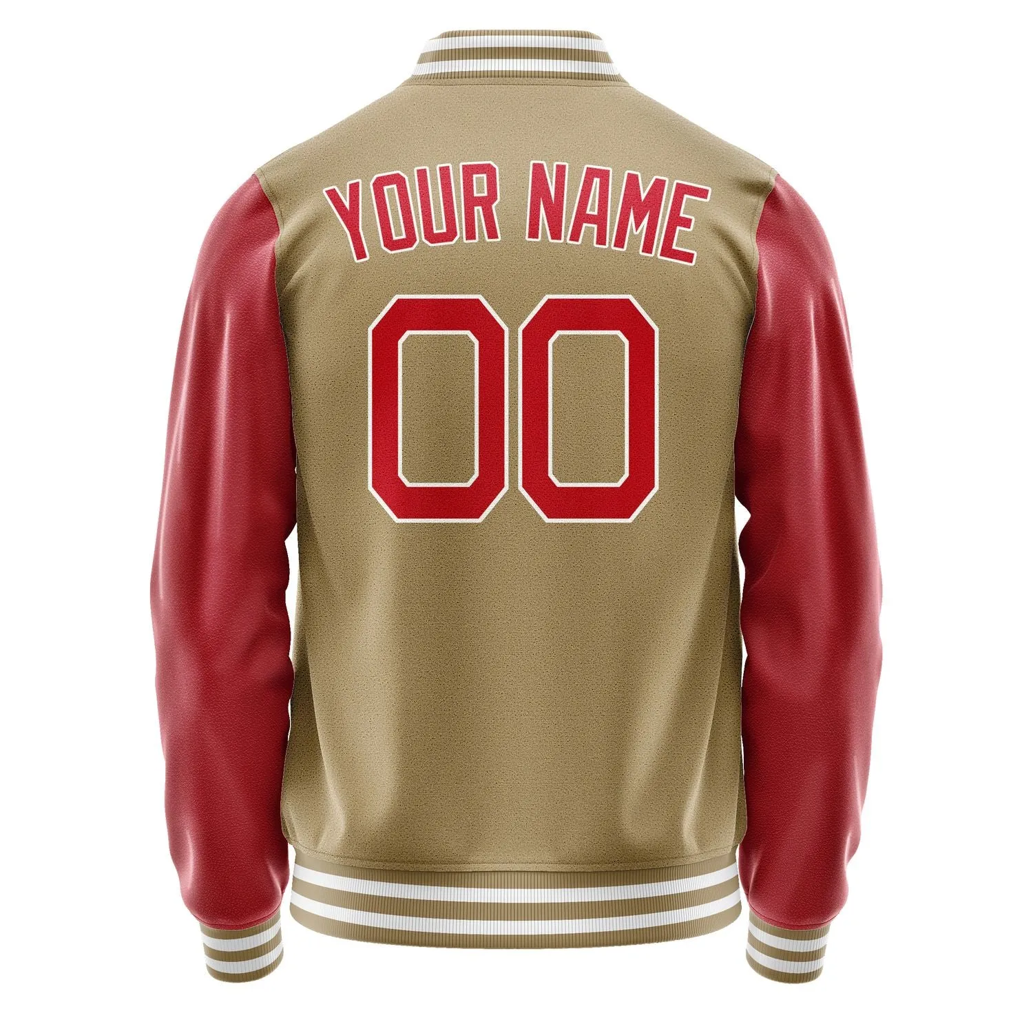 Custom Light Khaki Red Jacket