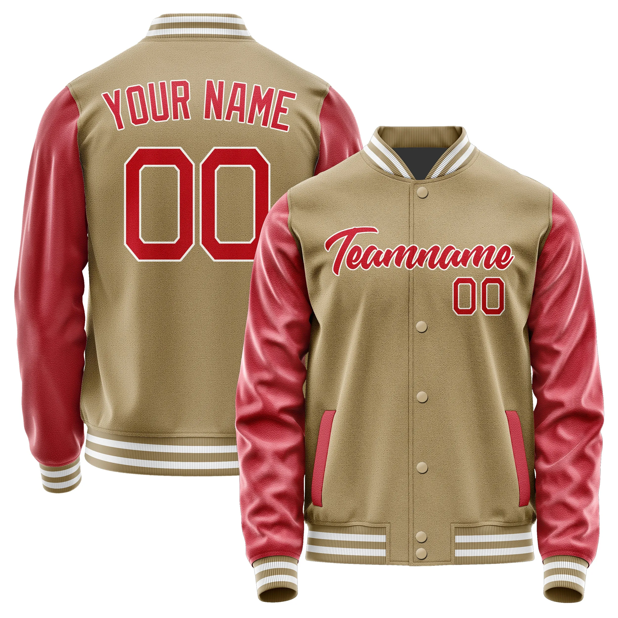 Custom Light Khaki Red Jacket