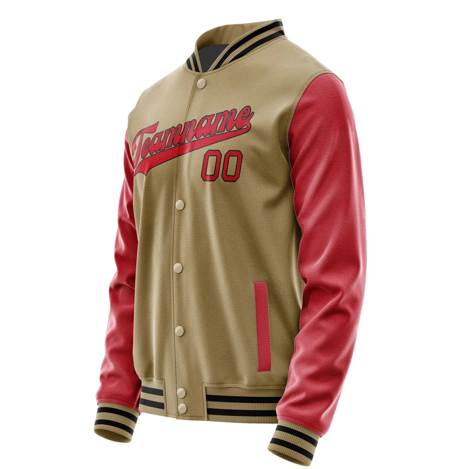 Custom Light Khaki Red Jacket