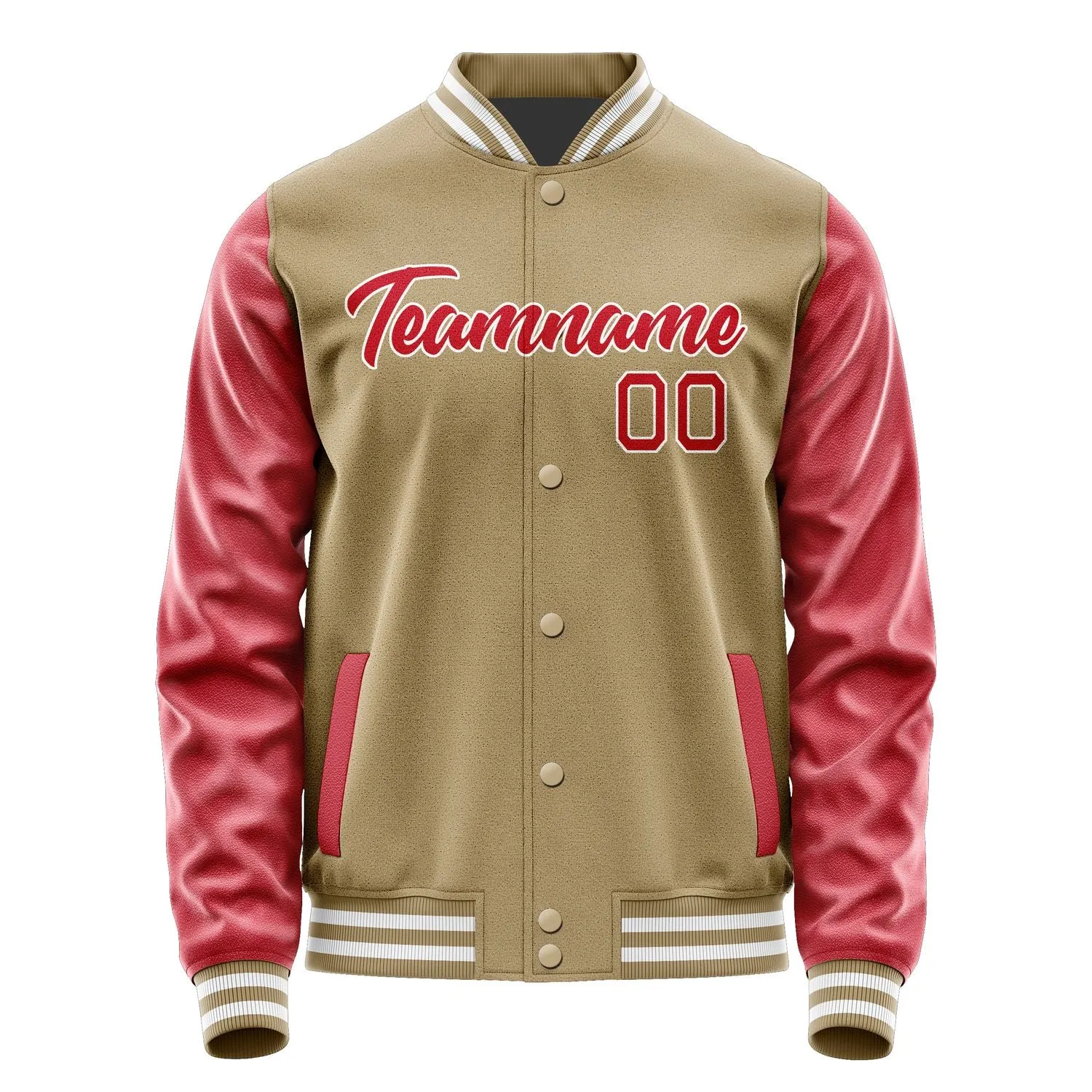 Custom Light Khaki Red Jacket
