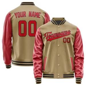 Custom Light Khaki Red Jacket