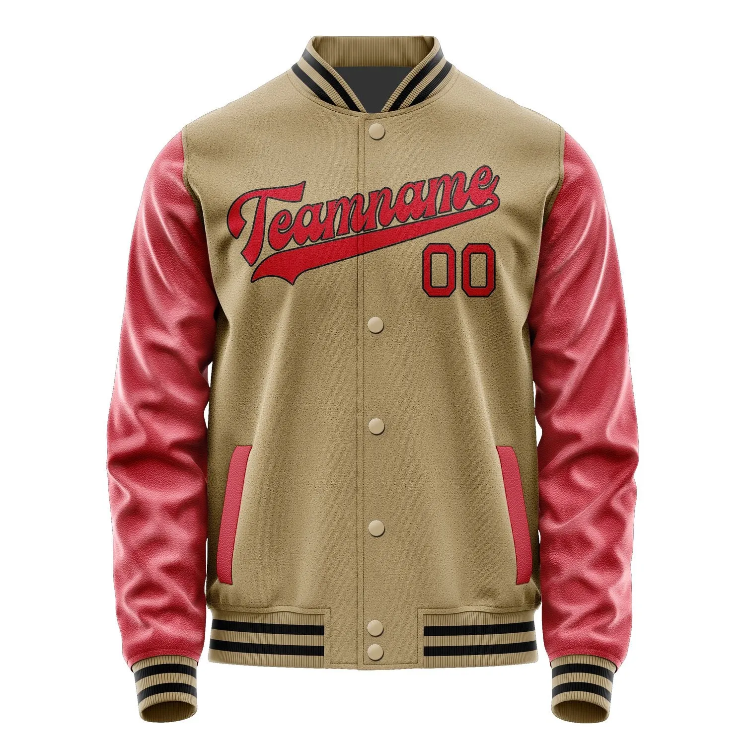 Custom Light Khaki Red Jacket