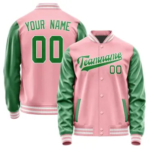 Custom Light Pink Emerald Green Jacket