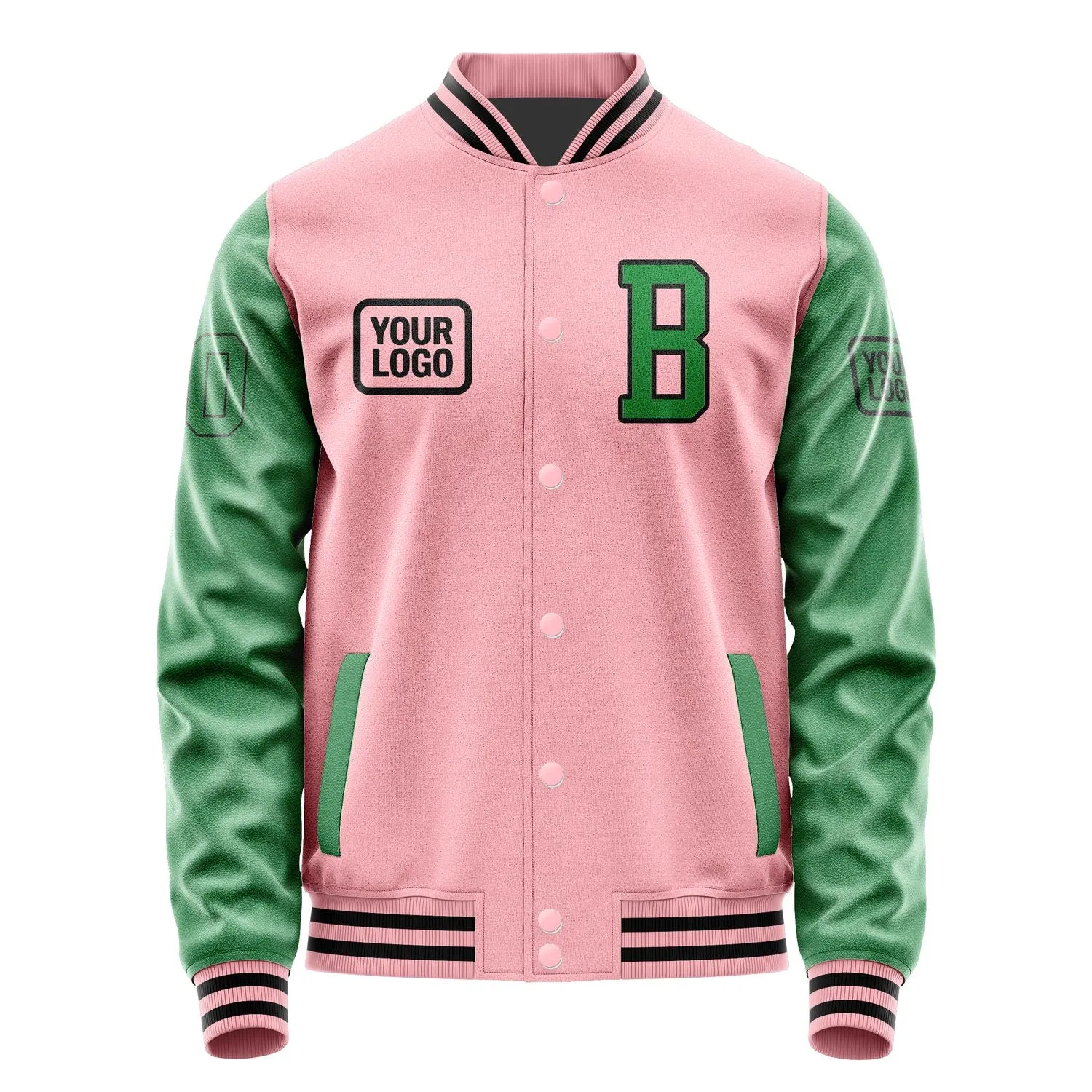 Custom Light Pink Emerald Green Jacket