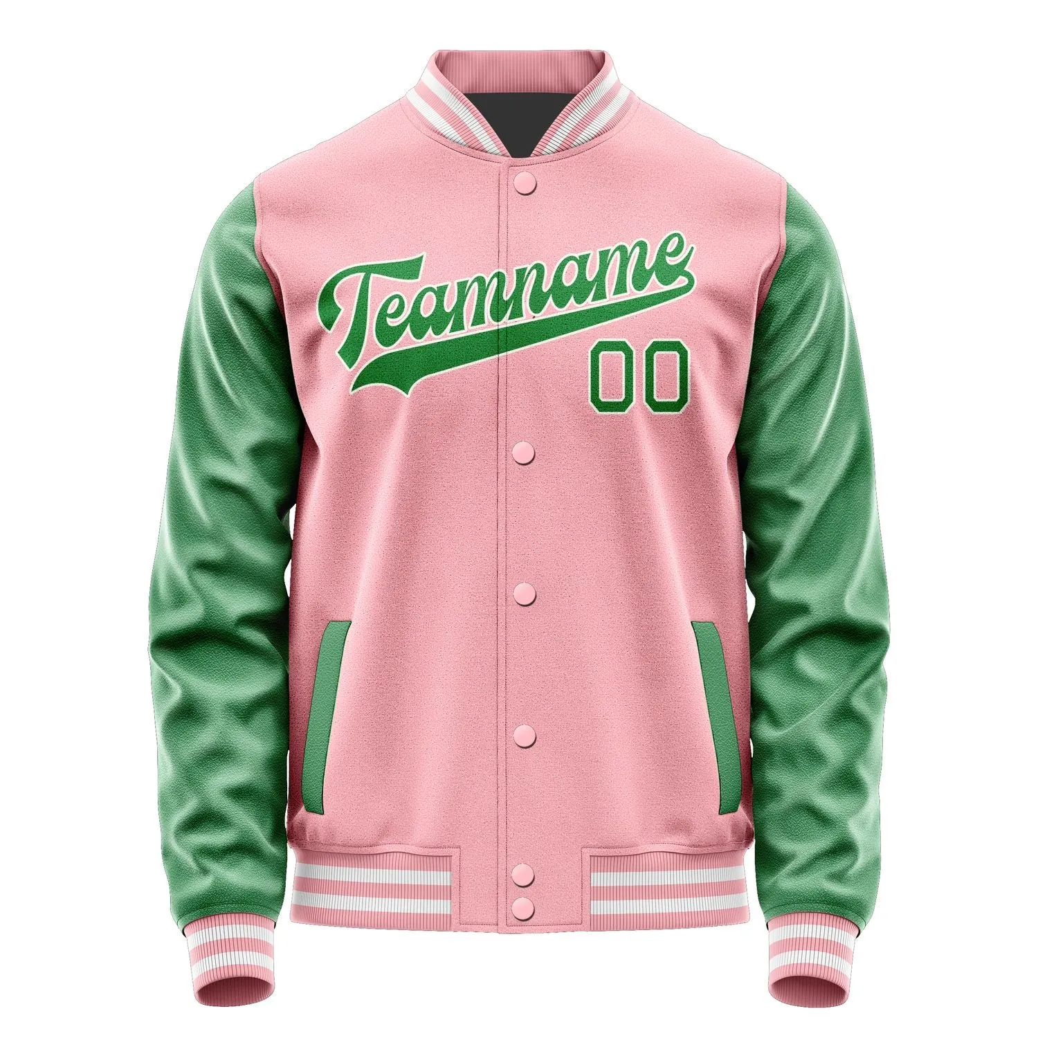 Custom Light Pink Emerald Green Jacket