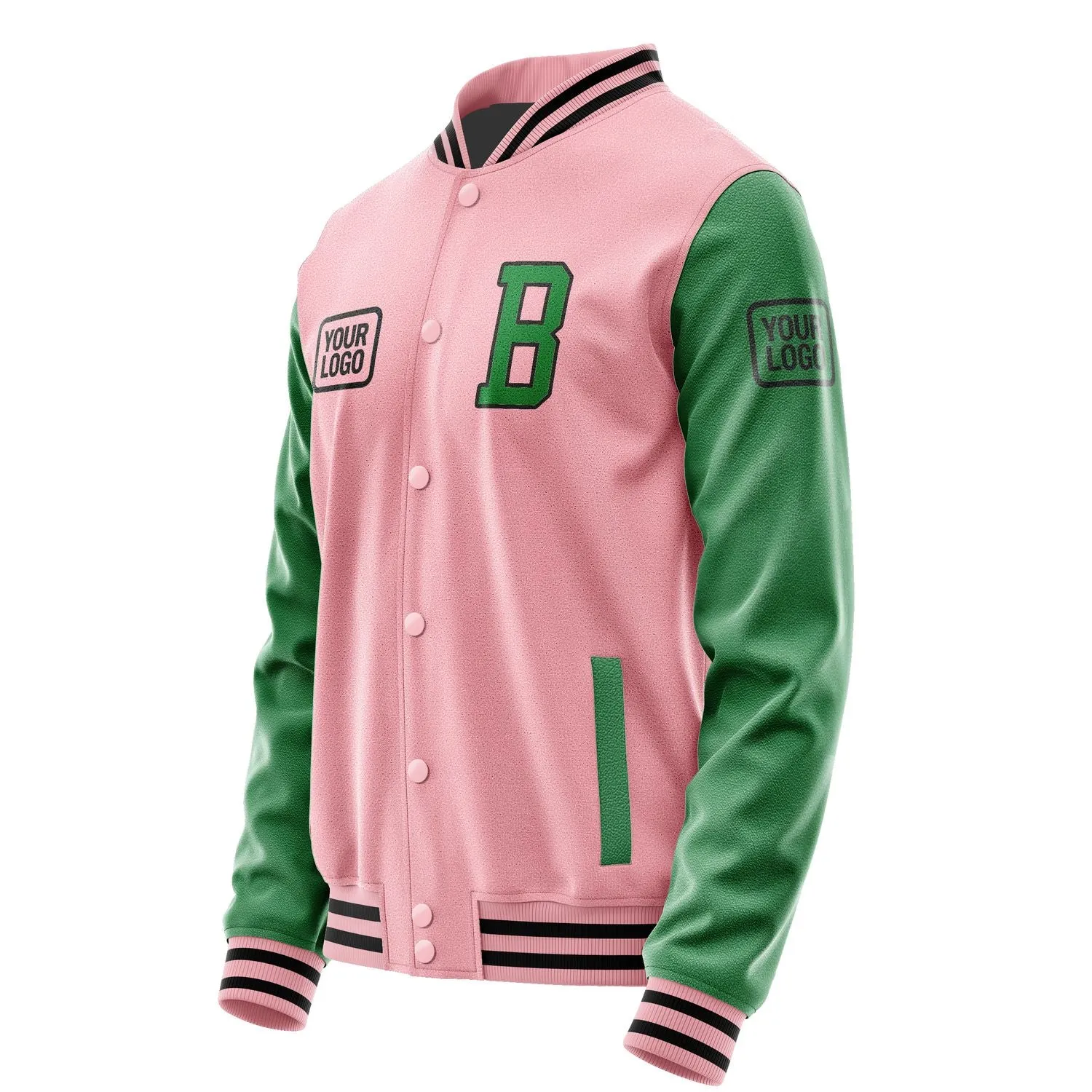 Custom Light Pink Emerald Green Jacket