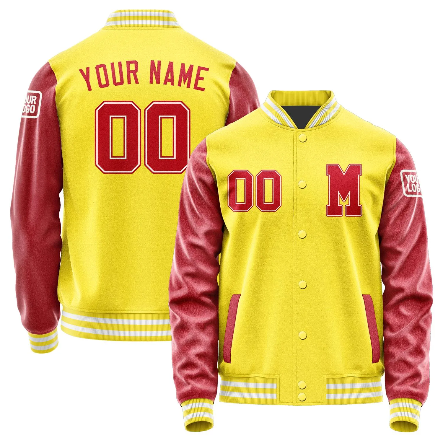 Custom Light Yellow Red Jacket