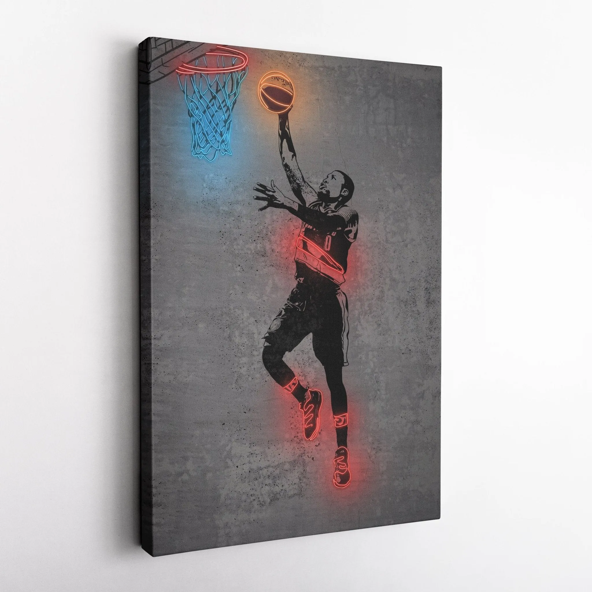 Damian Lillard Neon Canvas Art | Modern Wall Decor for Blazers Fans