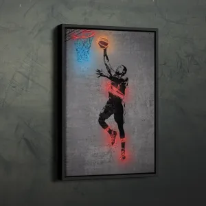 Damian Lillard Neon Canvas Art | Modern Wall Decor for Blazers Fans