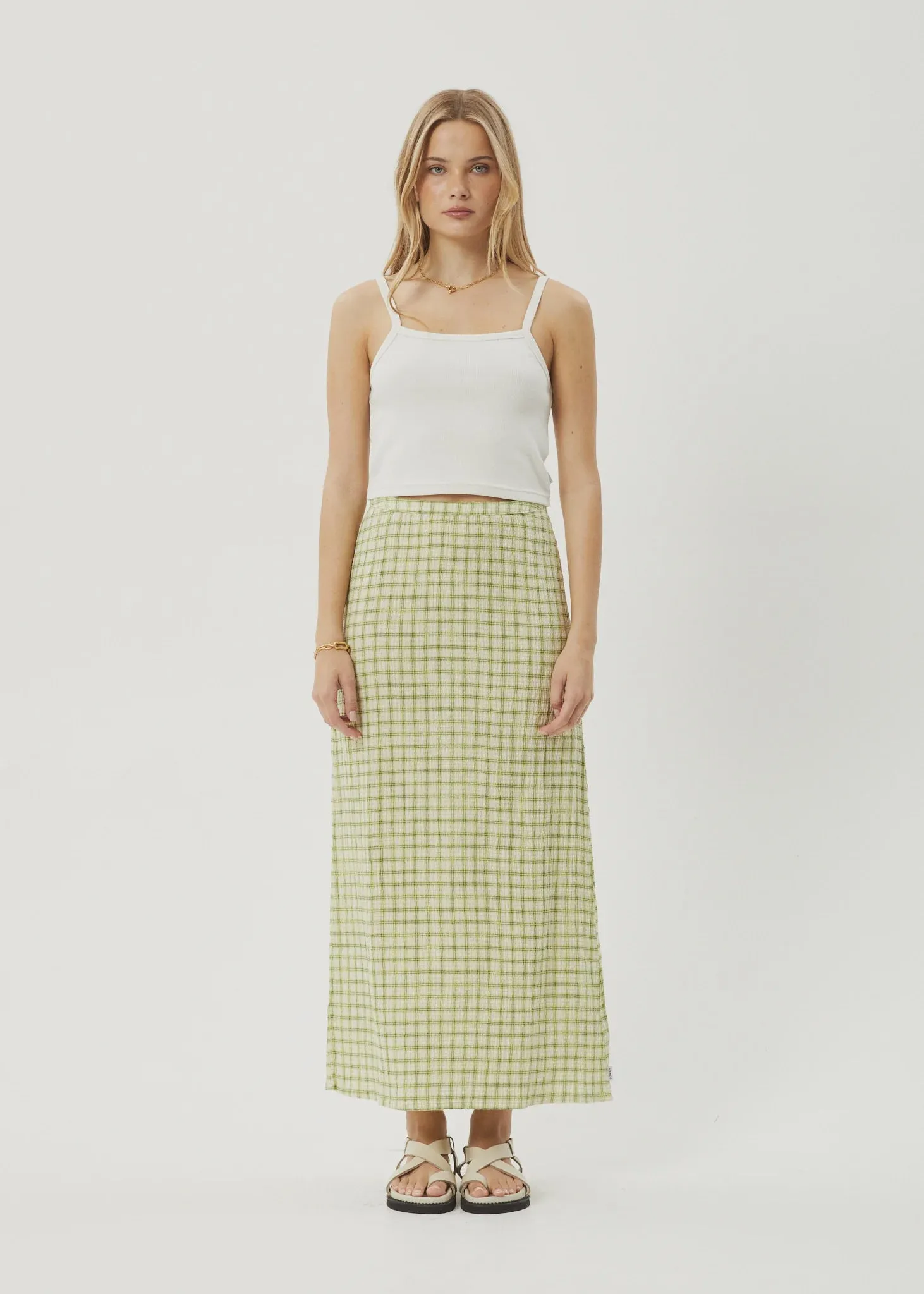 Darcy Check Maxi skirt - Lemongrass