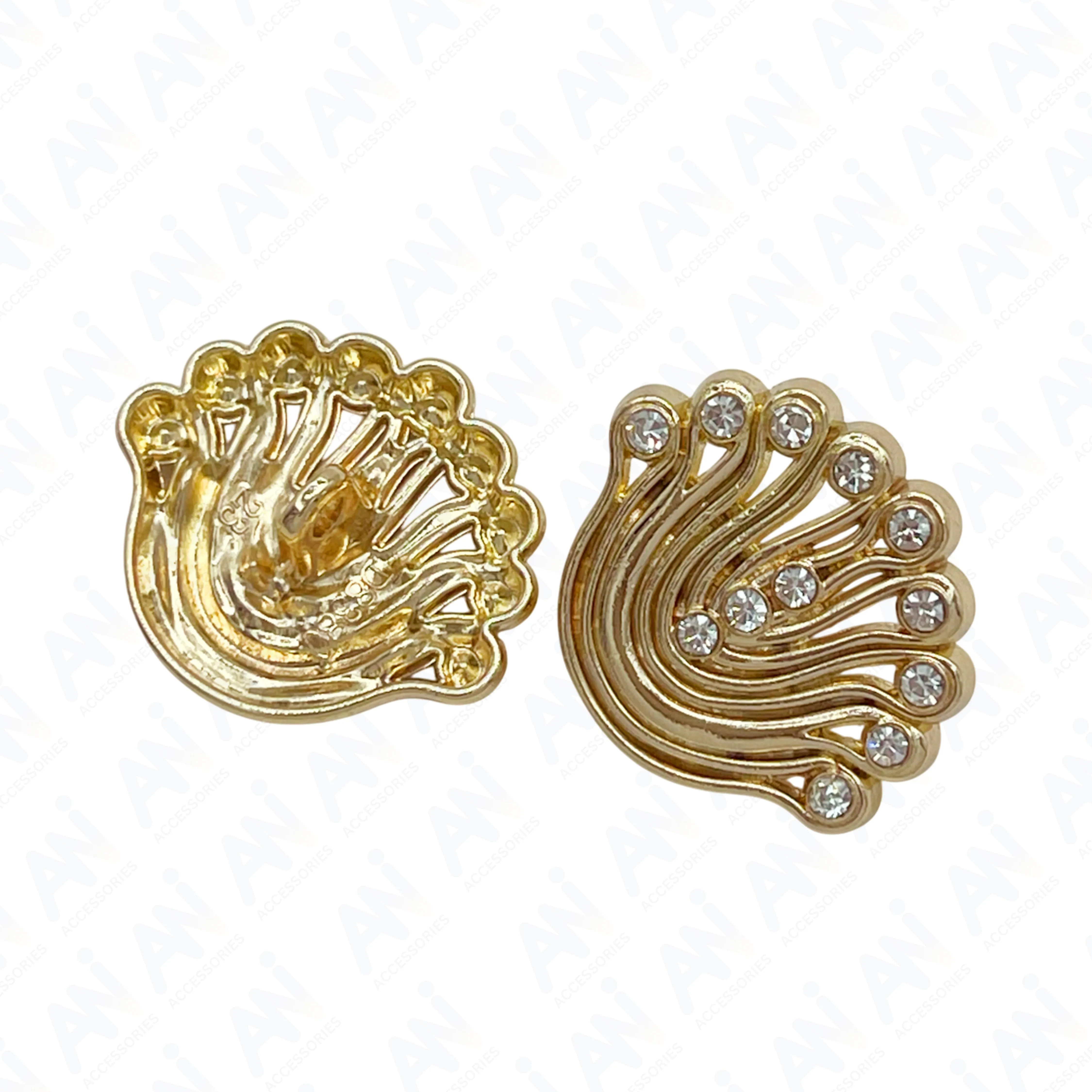 Decorative Fan-Shaped Metal Buttons