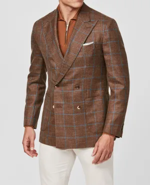 Di Pray Copper Wool, Silk & Linen with Blue Windowpane