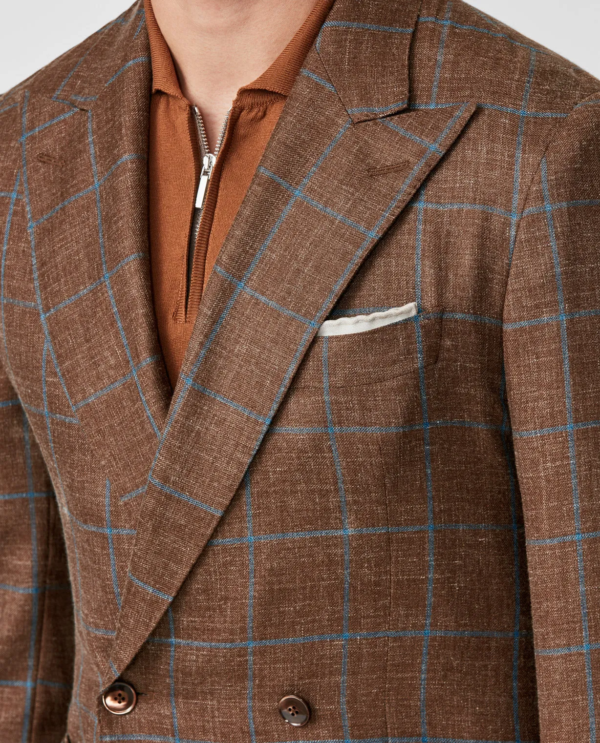 Di Pray Copper Wool, Silk & Linen with Blue Windowpane