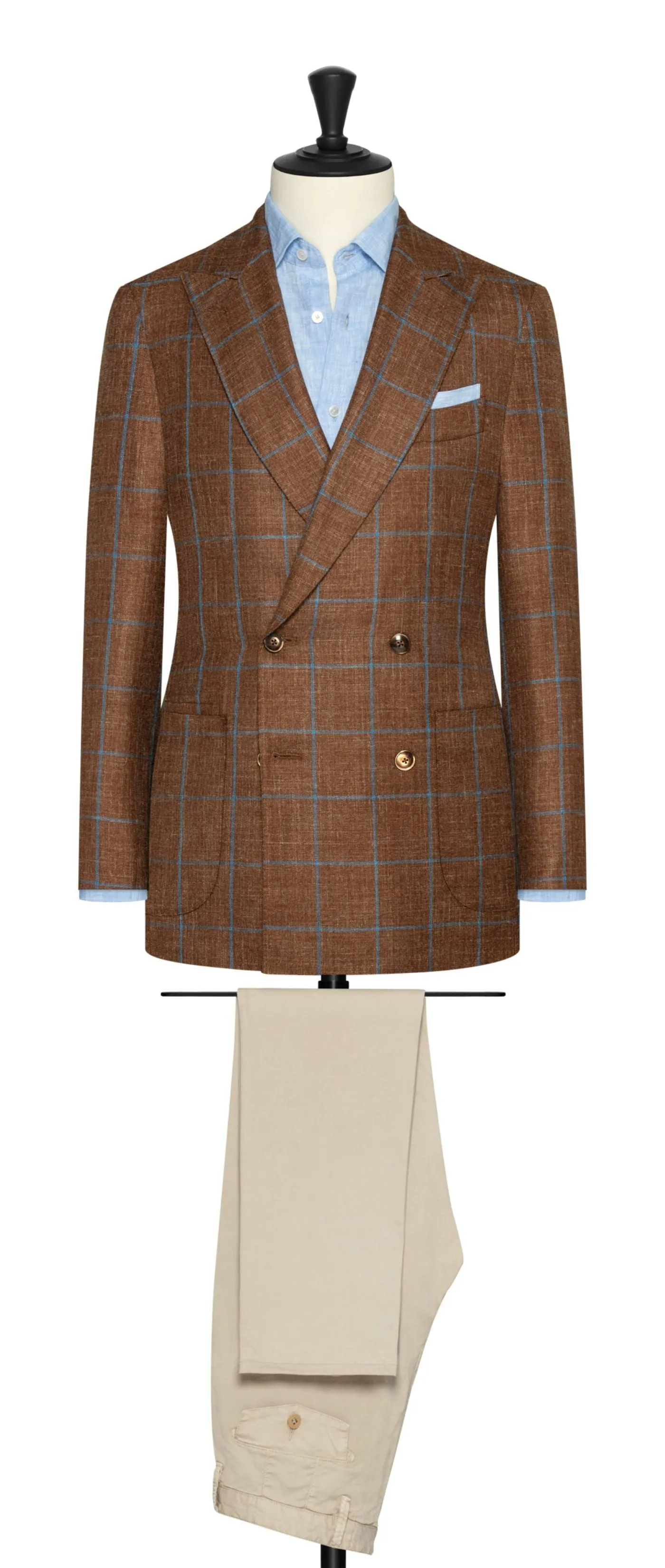 Di Pray Copper Wool, Silk & Linen with Blue Windowpane