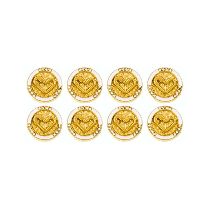 Diamond-Studded Heart Metal Buttons