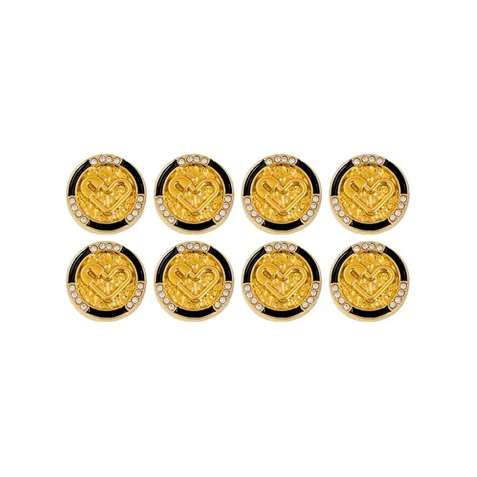 Diamond-Studded Heart Metal Buttons