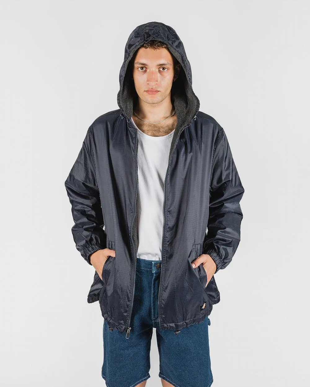 DICKIES-33237 Fleece Lined Hooded Nylon Jacket - DARK NAVY
