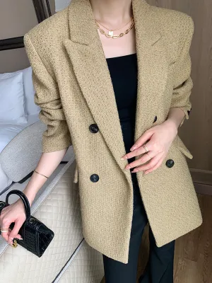 Doku Desenli Tweed Kapitone Ceket