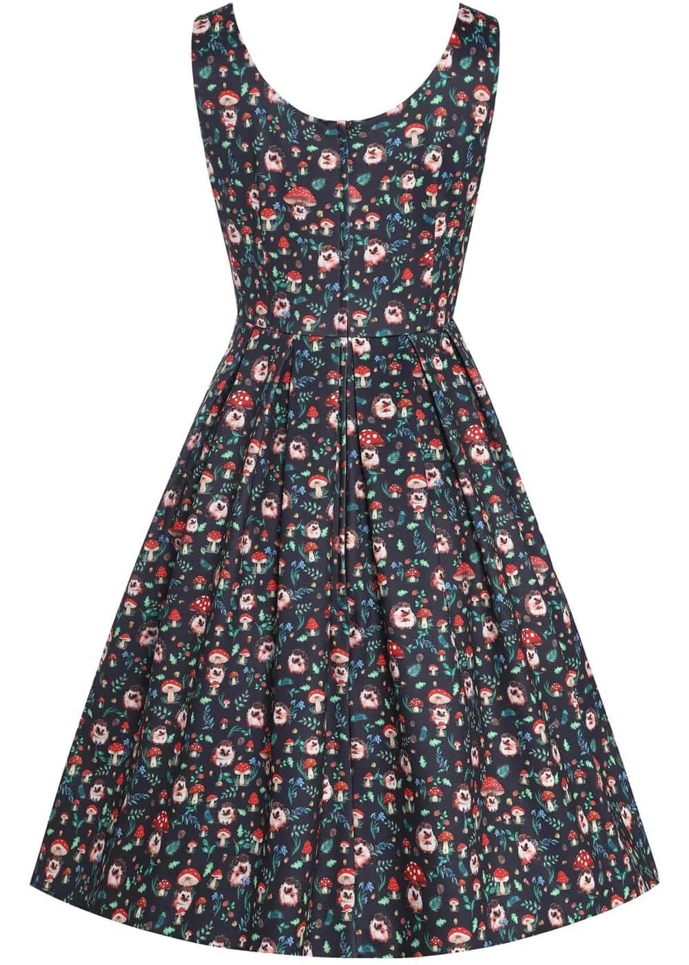 Dolly & Dotty Amanda Hedgehog Mushroom 50's Swing Dress Black