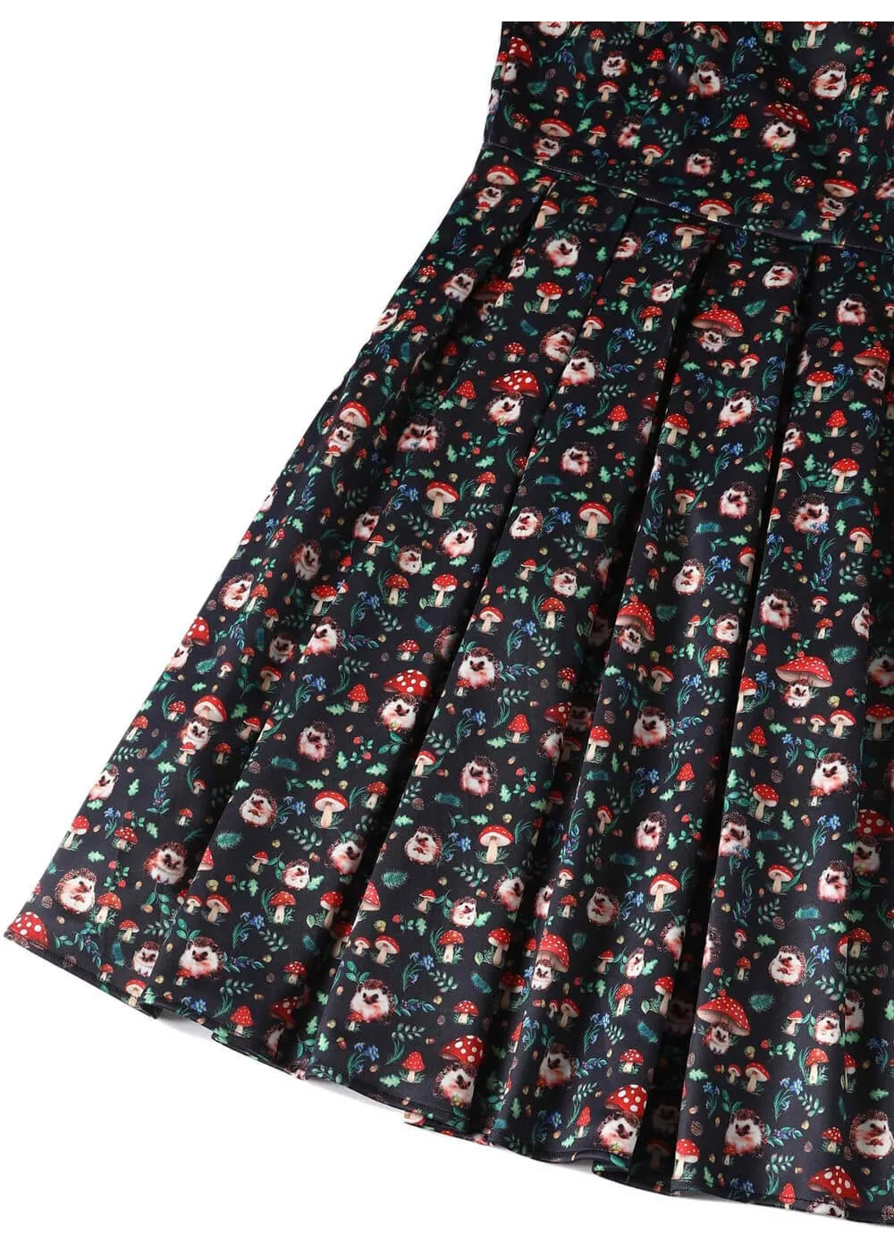 Dolly & Dotty Amanda Hedgehog Mushroom 50's Swing Dress Black