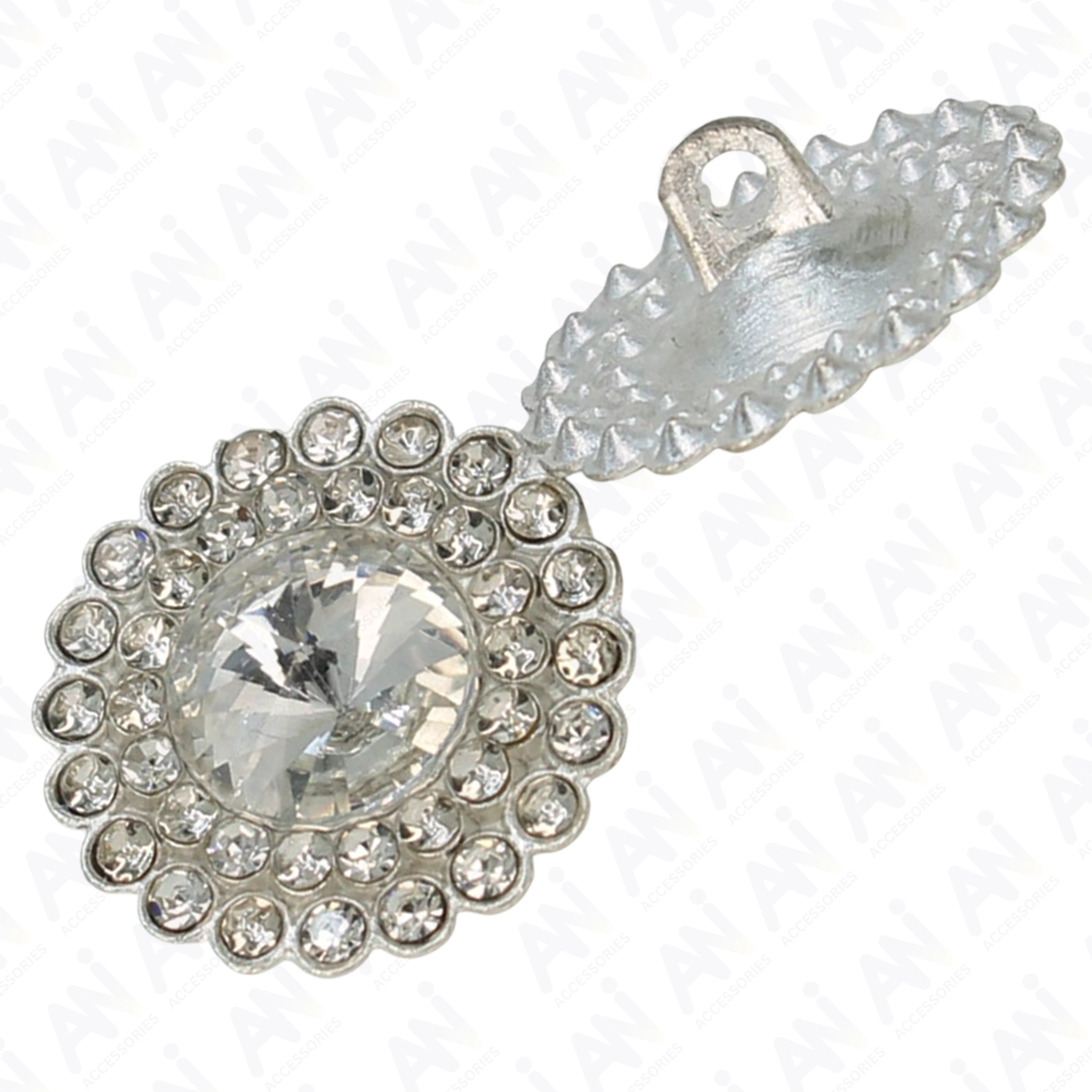 Dome Rhinestone Floral Design Metal Buttons