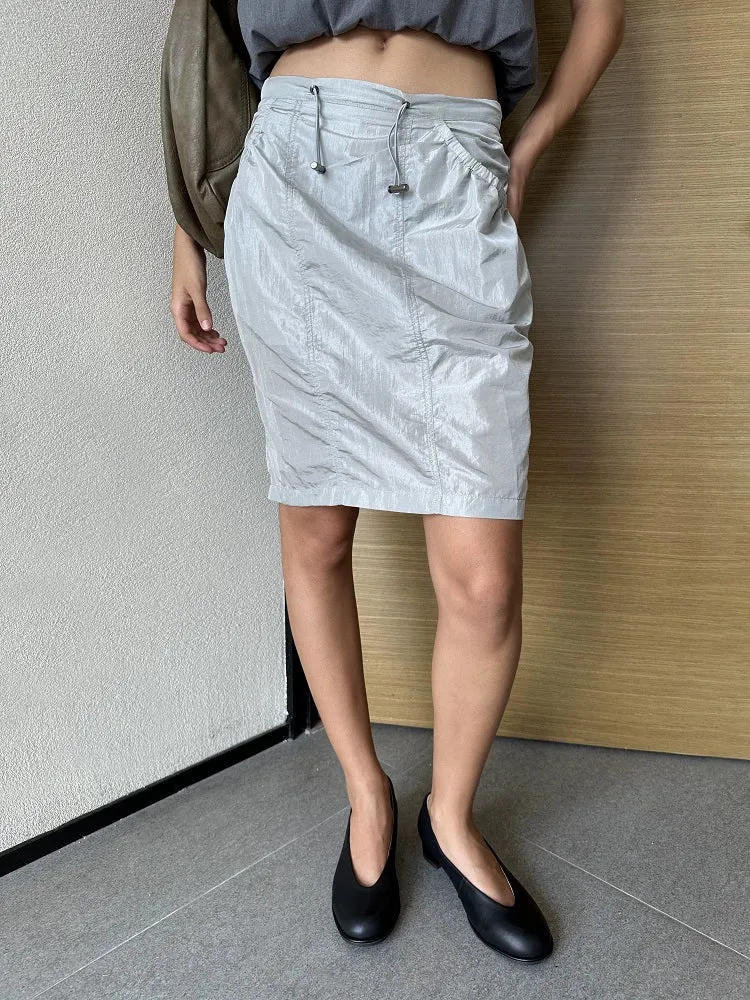 Drawstring Knee-Length Skirt