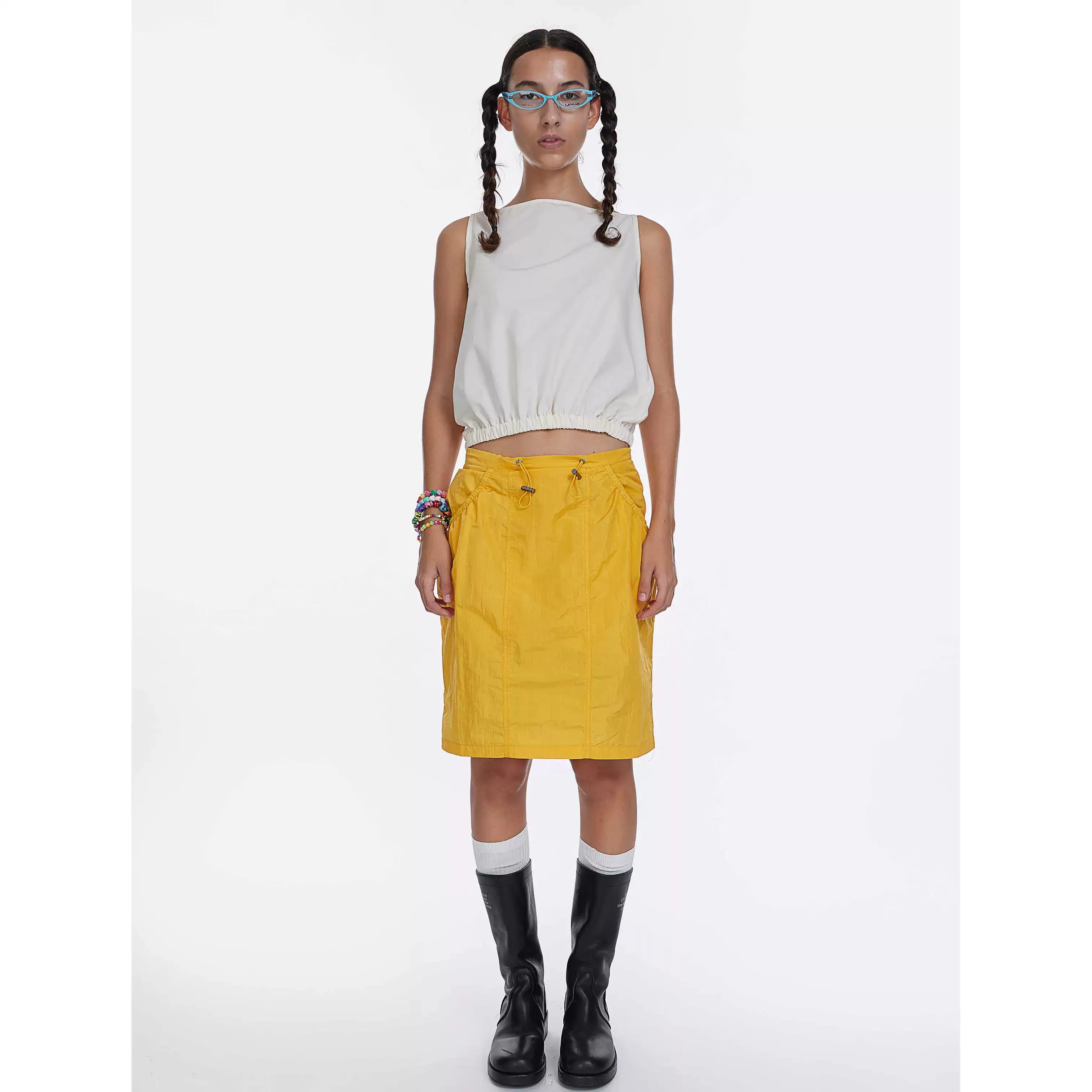 Drawstring Knee-Length Skirt