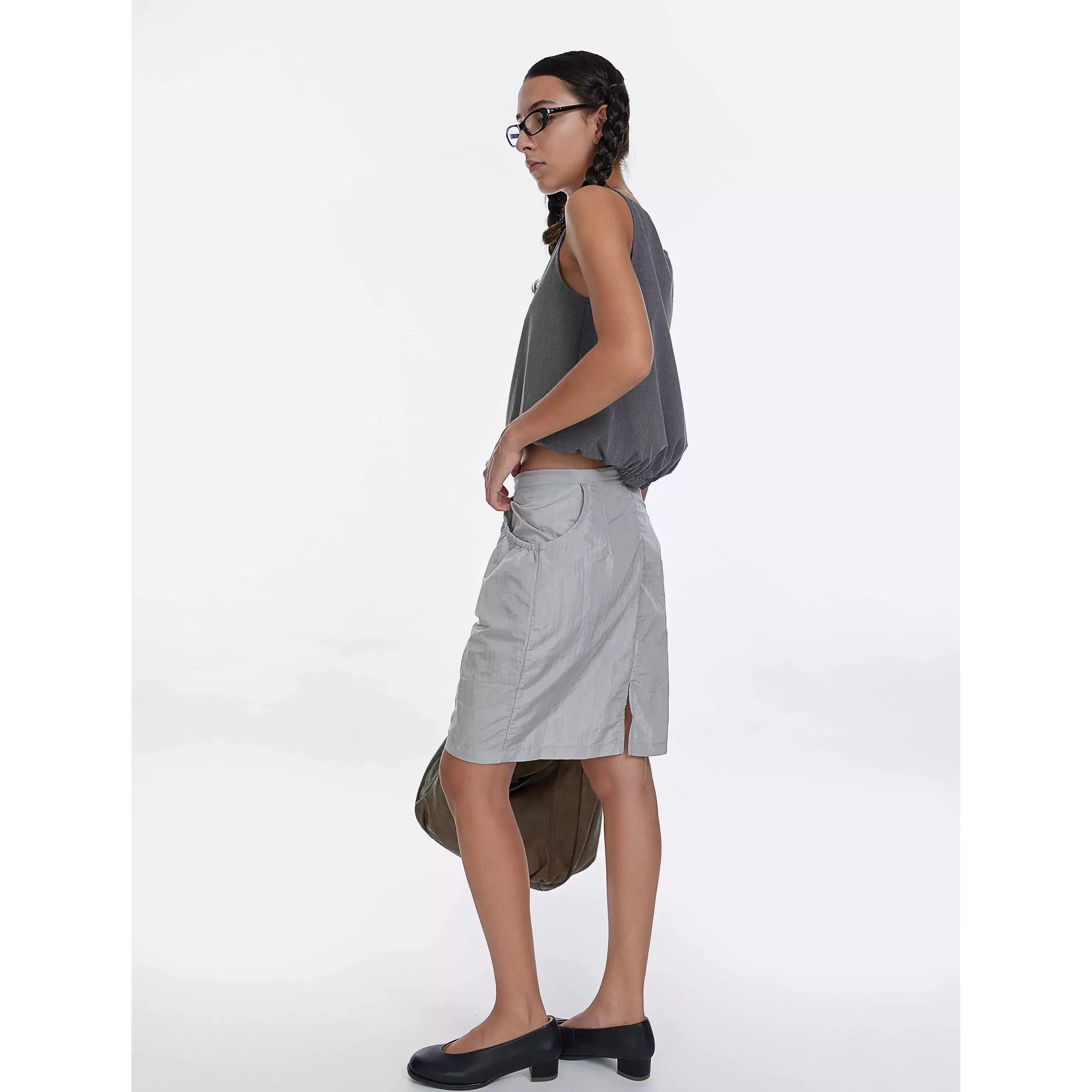 Drawstring Knee-Length Skirt