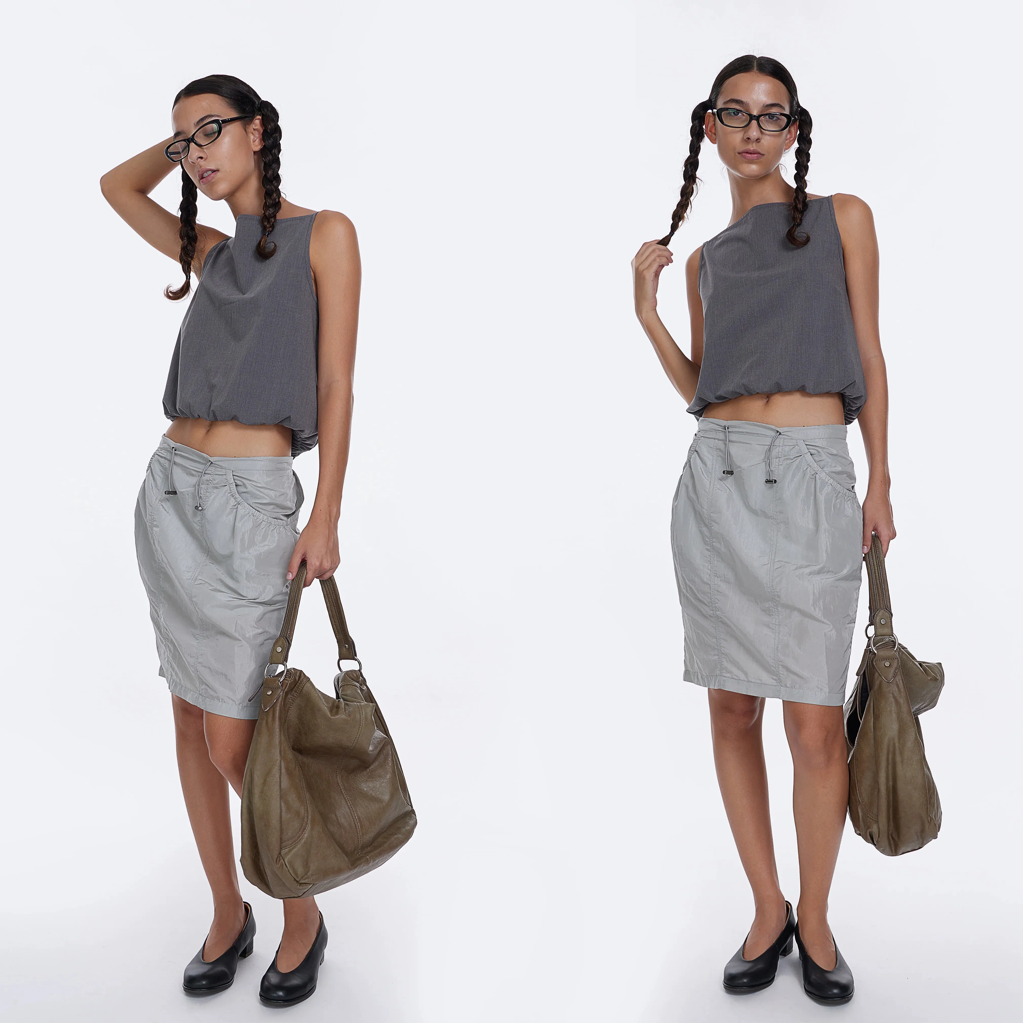 Drawstring Knee-Length Skirt