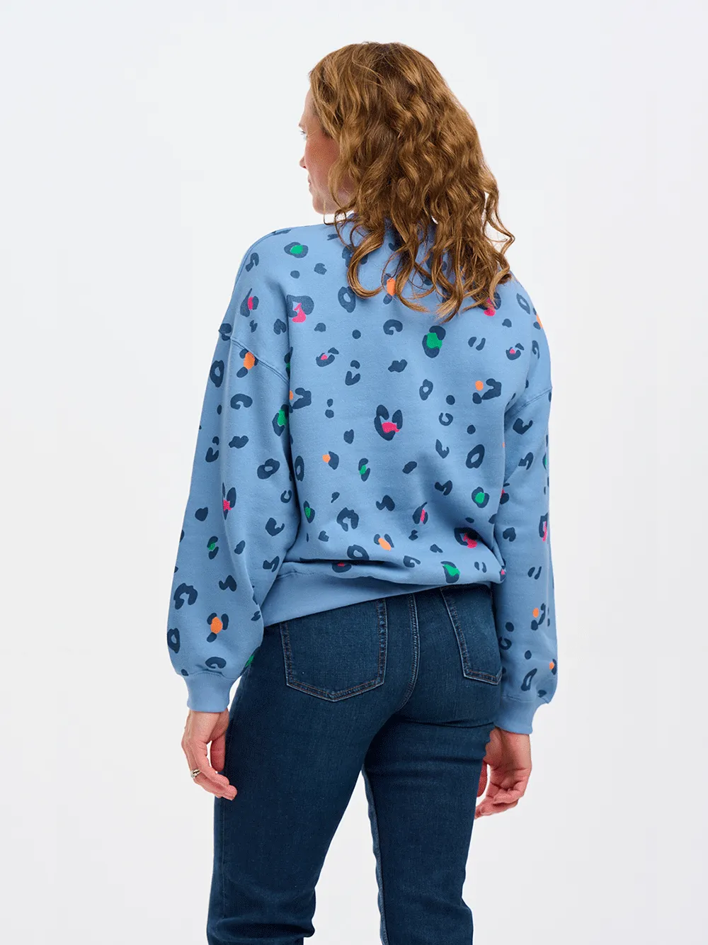 Eadie Relaxed Sweatshirt - BLUE COLOUR POP LEOPARD
