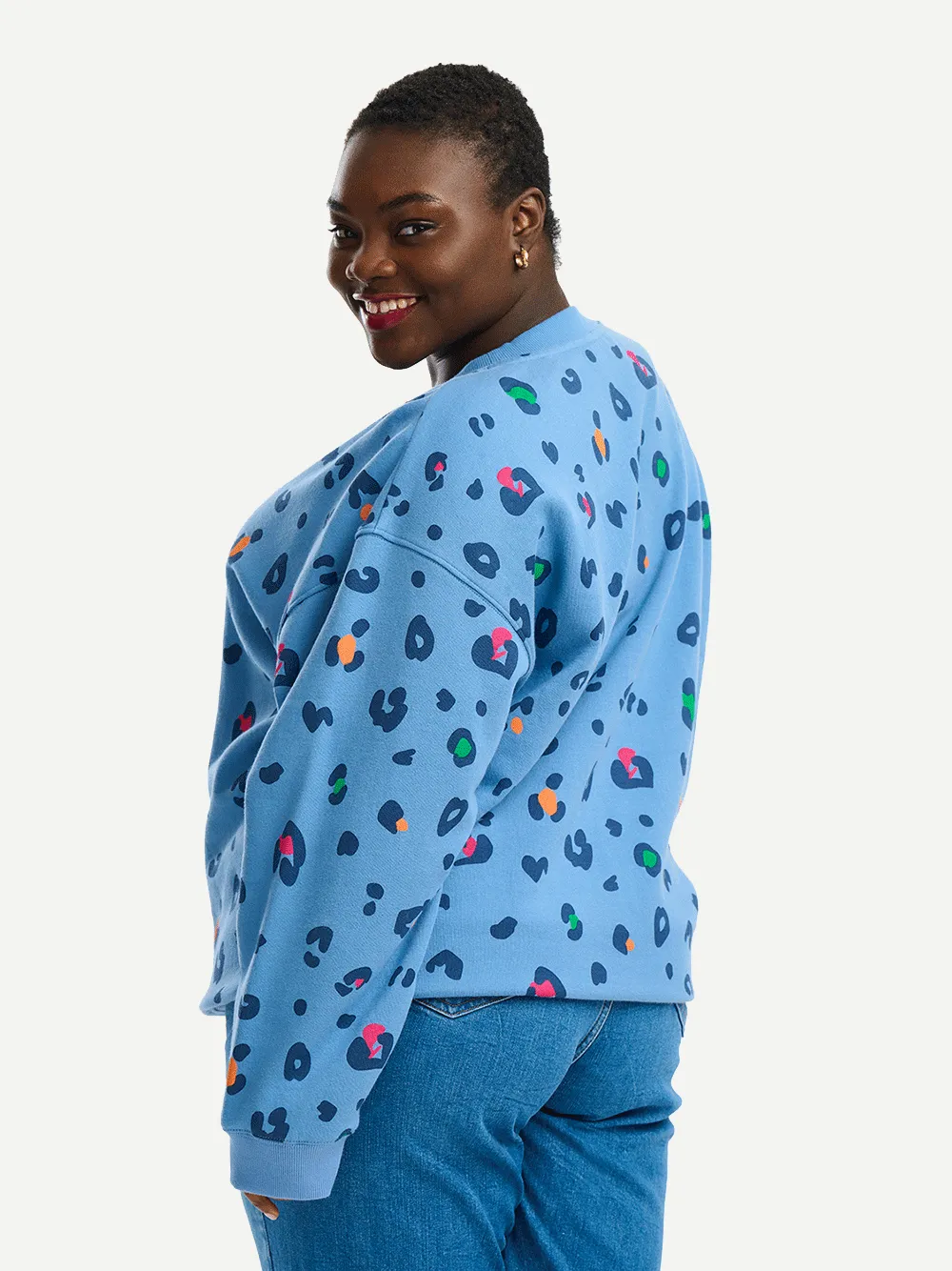 Eadie Relaxed Sweatshirt - BLUE COLOUR POP LEOPARD