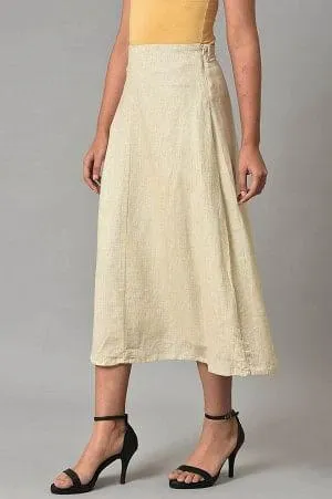 Ecru A-Line Stripe Printed Skirt
