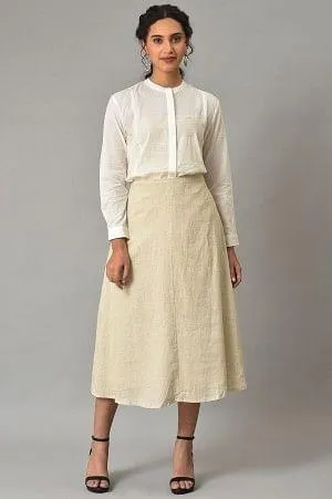 Ecru A-Line Stripe Printed Skirt