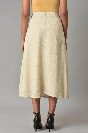 Ecru A-Line Stripe Printed Skirt