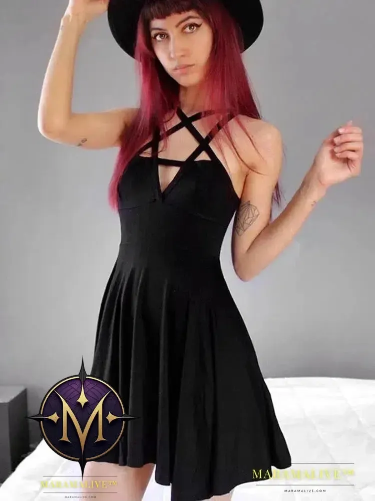 Edgy Gothic Punk Strappy Dress for Alternative Style
