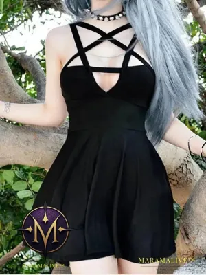 Edgy Gothic Punk Strappy Dress for Alternative Style