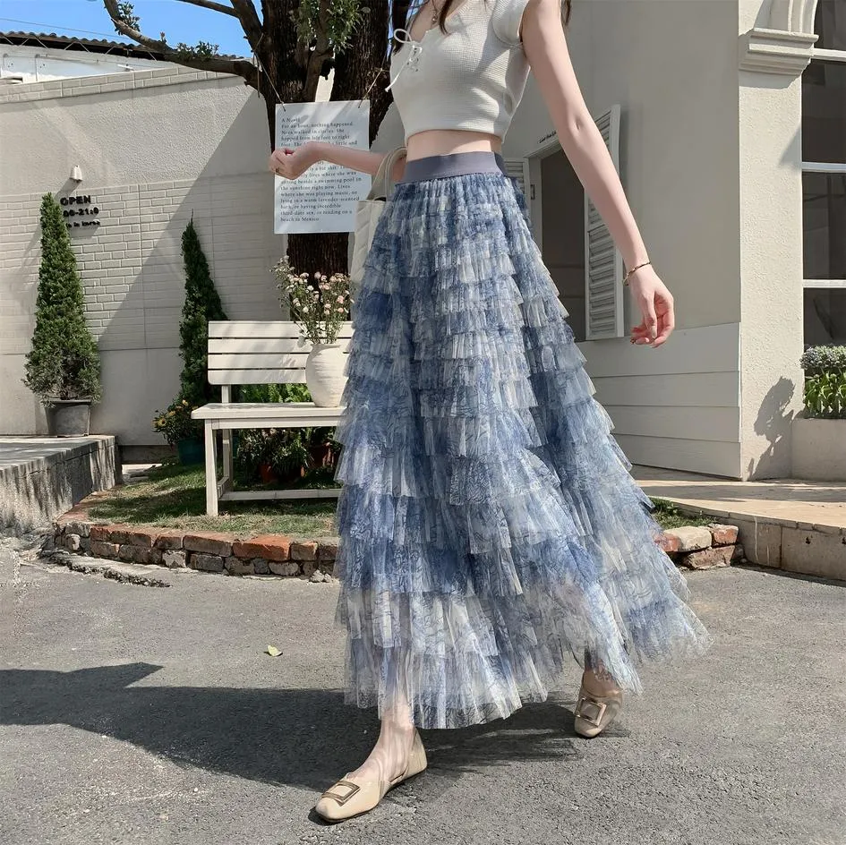Elegant A-Line Skirt for Women with a Flowing Tiered Design