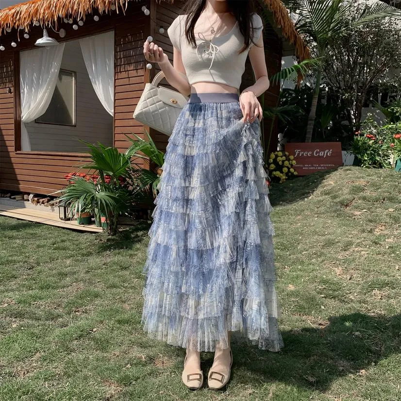 Elegant A-Line Skirt for Women with a Flowing Tiered Design