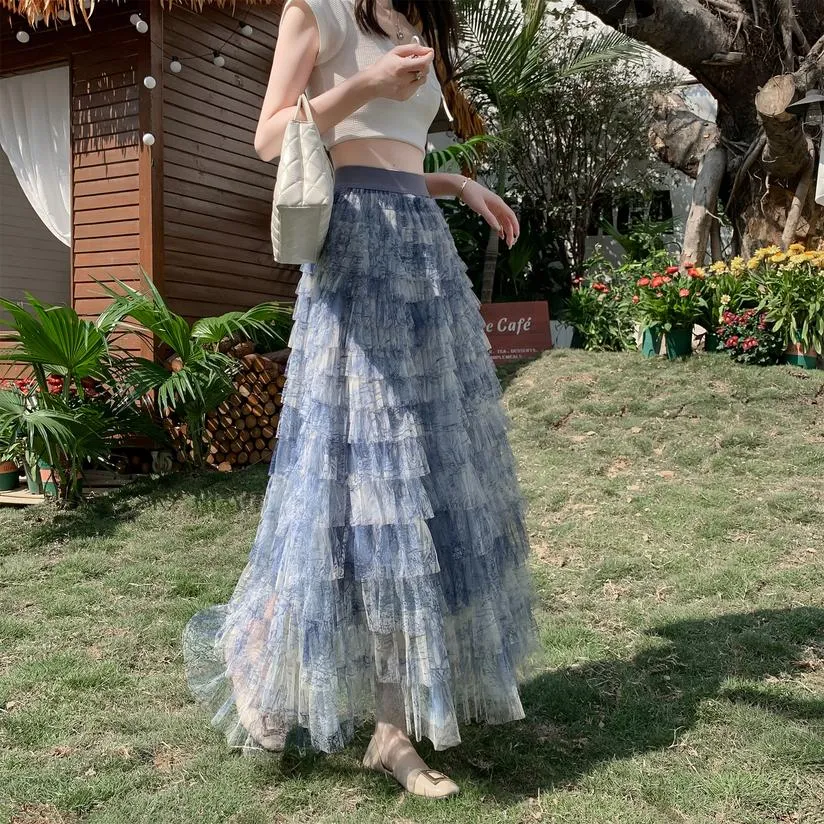 Elegant A-Line Skirt for Women with a Flowing Tiered Design