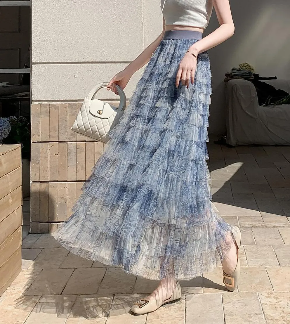 Elegant A-Line Skirt for Women with a Flowing Tiered Design