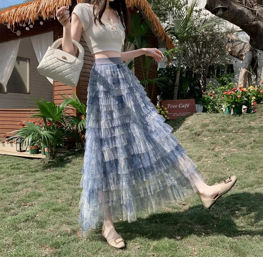 Elegant A-Line Skirt for Women with a Flowing Tiered Design